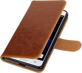 Bruin Pull-Up PU booktype wallet cover voor Samsung Galaxy J3 Pro