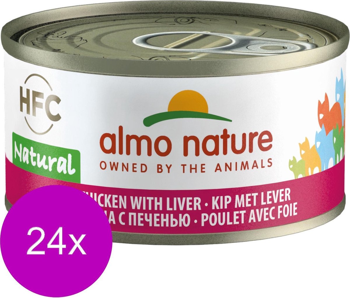 Almo Nature Hfc Cat Natural Blik 70 g - Kattenvoer - 24 x Kip&Lever