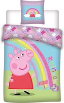 Peppa Pig Dekbedovertrek Regenboog - Eenpersoons - 140 x 200 cm - Polyester