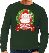 Foute kersttrui / sweater - groen - Kerstman met wiet Fuck Off I Hate X-mas heren XL (54)