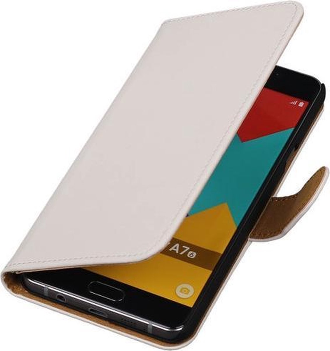 Wit Effen Booktype Samsung Galaxy A7 2016 Wallet Cover Hoesje