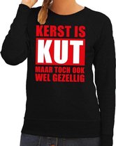 Foute Kersttrui Kerst is kut maar toch ook wel gezellig zwart voor dames S (36)