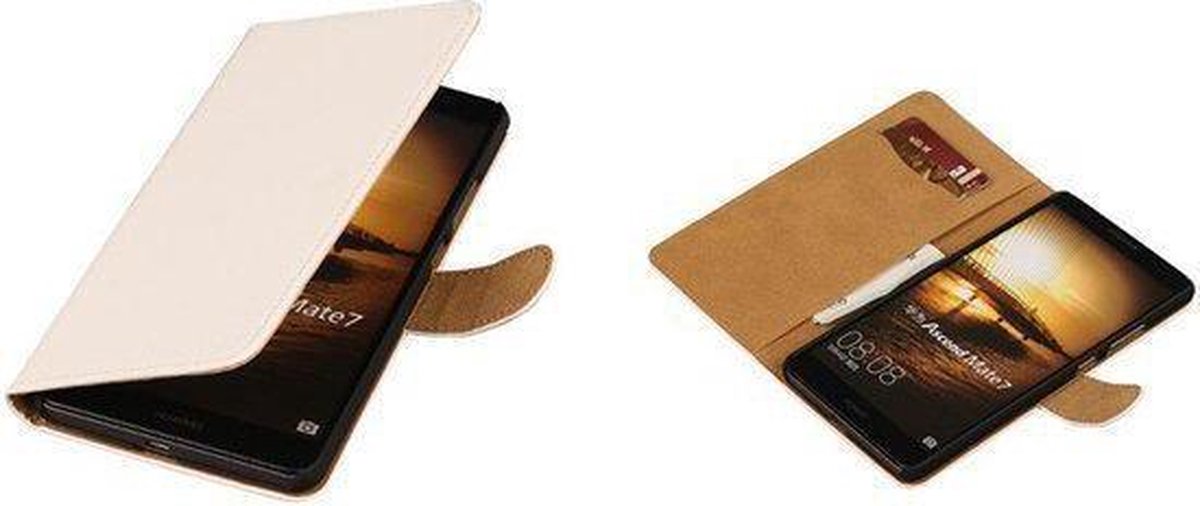 Effen Zwart Huawei Ascend Mate 7 Book/Wallet Case/Cover