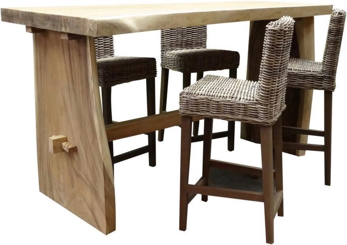 Boomstam / Rita bar tuinset 220x70x110 cm 5-delig naturel rotan