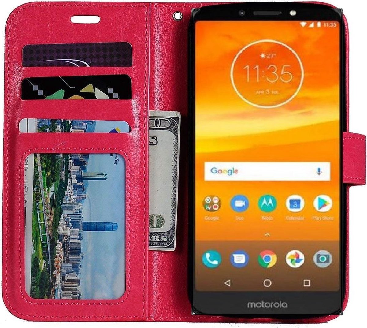 Motorola Moto G6 Plus portemonnee hoesje - Roze