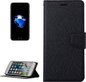 iPhone 8 Plus & 7 Plus horizontaal Zijde structuur PU leren Flip Hoesje met foto frame  houder en opbergruimte voor pinpassen & geld (zwart)