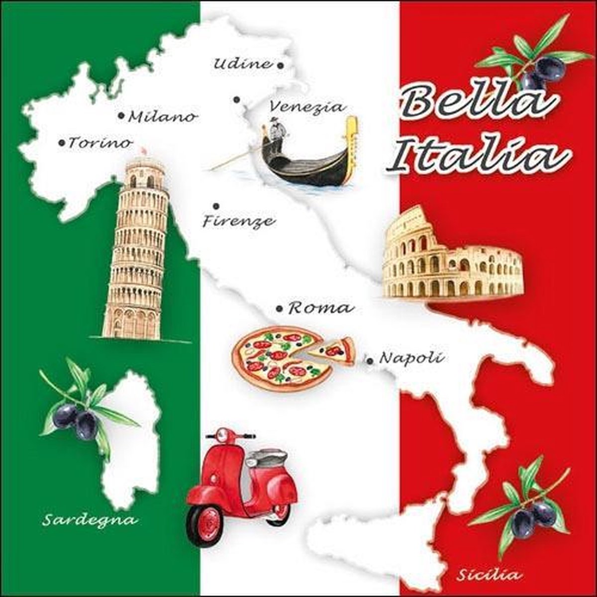 Ambiente papieren servetten Bella Italia 33x33 cm 20st - Ambiente