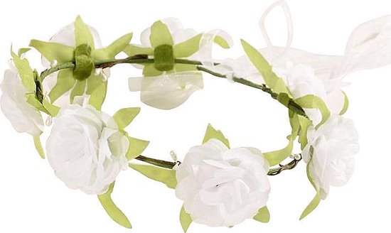 Bloemenkrans haarband met witte roosjes bij Communie jurk Bruidsmeisjes jurk bruidsjurk of prinsessenjurk