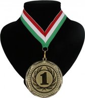 Kampioensmedaille nr. 1 aan rood wit en groen lint