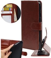 Hoesje Geschikt voor Motorola Moto C - Portemonnee hoesje booktype wallet case Bruin