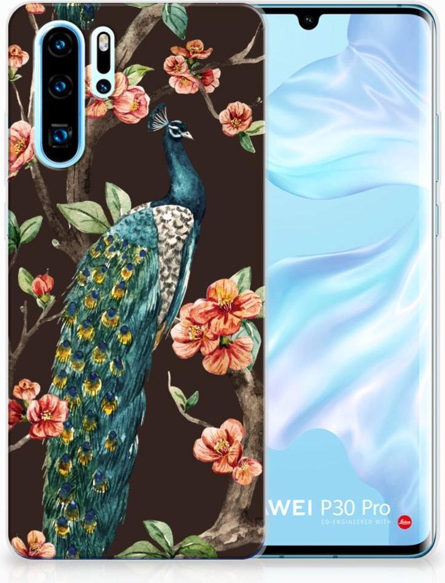 Huawei P30 Pro TPU Hoesje Pauw met Bloemen