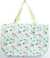 HAZEL & PIP Vintage Flowers Canvas Strandtas Grote Shopper Mint