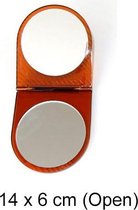 Klapspiegel  - Mini - Havannabruin - 1 kant vergrotend - Afmeting: 14 x 6 cm. (Open) 7 x 6 cm. (Dicht)