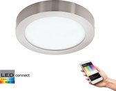 EGLO Connect Fueva-C - Wand/Plafondlamp - Wit en gekleurd licht - Ø225 - Nikkel-Mat