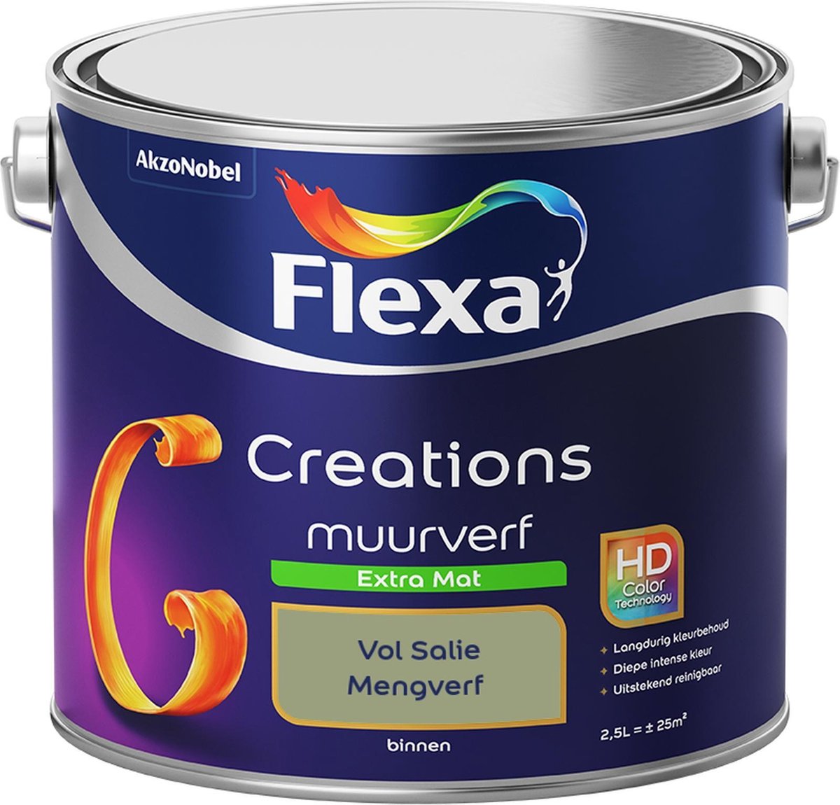 Flexa Creations - Muurverf Extra Mat - Vol Salie - Mengkleuren Collectie- 2,5 Liter
