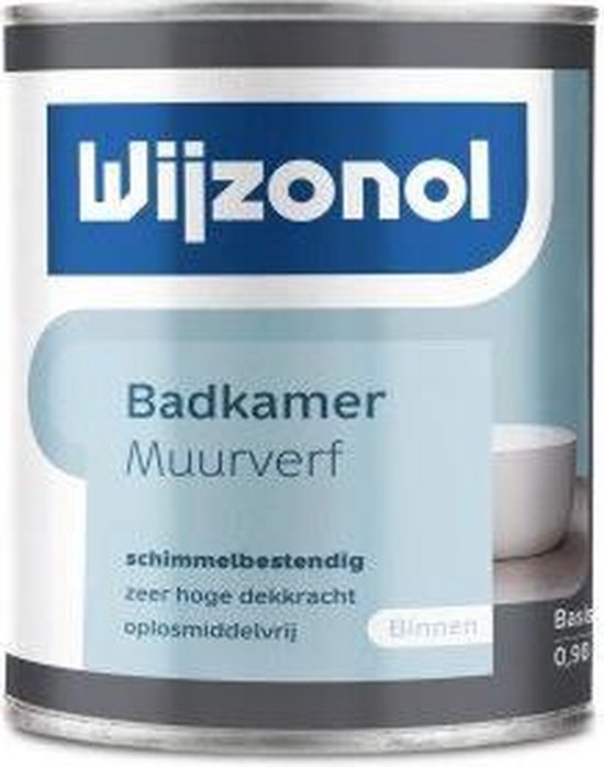 Blik Wijzonol Badkamer Muurverf, schimmelbestendig, zeer hoge dekkracht, oplosmiddelvrij. Basis wit 0,96 L.