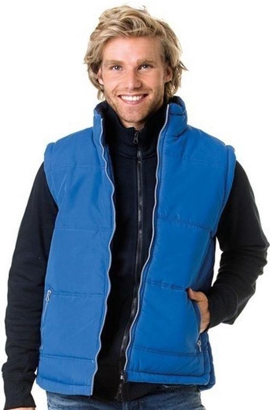 Basic bodywarmer blauw voor heren - winddichte mouwloze sport vesten S (36/48)