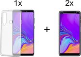 Samsung A9 2018 Hoesje - Samsung Galaxy A9 2018 hoesje siliconen case transparant cover - 2x Samsung A9 2018 Screenprotector