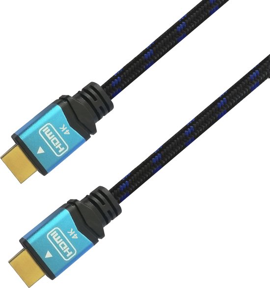 Câble HDMI V2.0 haut débit haut de gamme / HEC 4K@60HZ 18Gbps, A/MA/M, noir/bleu, 1,0 mètres