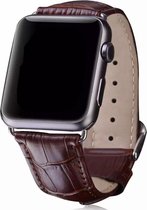 Leren Bandje - Bruin - Alligatorleer Details - Geschikt voor Apple Watch - 42/44mm