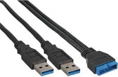 Pin Header adapter USB3.0 (m) - 2x USB-A (m)