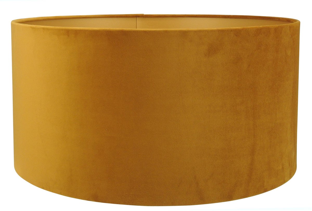 Lampenkap Cilinder - 50x50x25cm - San Remo velours mosterd - gouden binnenkant