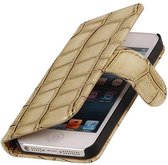 Mobieletelefoonhoesje.nl - iPhone 4 / 4s Hoesje Glans Krokodil Bookstyle Beige