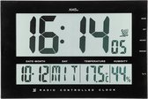 AMS F5895 - Wandklok - Digitaal - Radiogestuurde tijdsaanduiding - LCD - Zwart