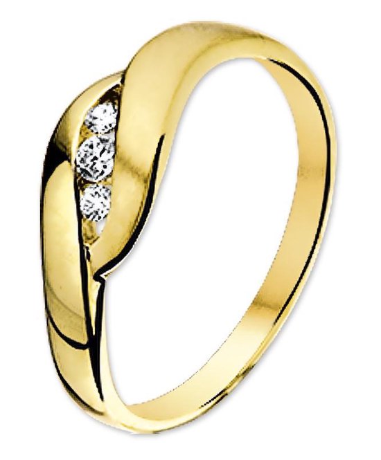 The Jewelry Collection Ring Zirkonia Poli/mat - Goud