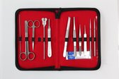 Dissectie set (trousse) met 12 instrumenten (voor universiteitstudenten)