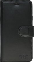 GALATA® Genuine Leather Wallet - Étui livre pour iPhone 6 / 6S noir