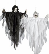 Halloween - Horror hangdecoratie spook/geest pop wit 75 cm - Halloween decoratie poppen