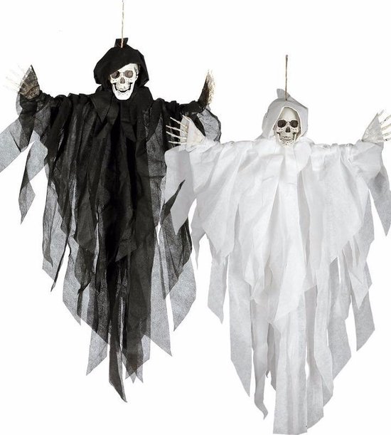 groep Televisie kijken Hond Halloween - Horror hangdecoratie spook/geest pop wit 75 cm - Halloween  decoratie poppen | bol.com