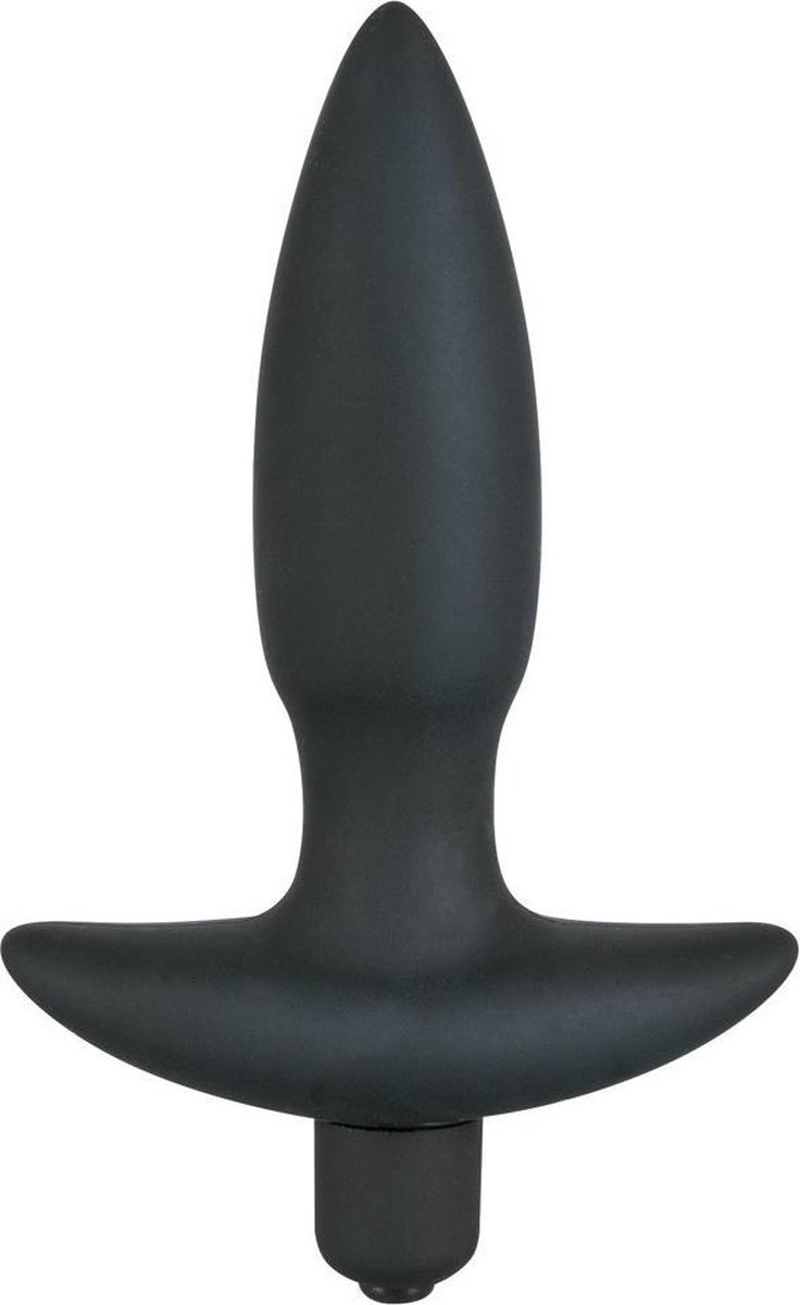 Goedkoopste Black Velvets – Siliconen 5-Traps Vibratie Plug voor Anaal Gebruik met Verticale Stop maat S – Zwart