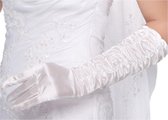 Witte Lange satijnen Gala handschoenen - Amani Bianco