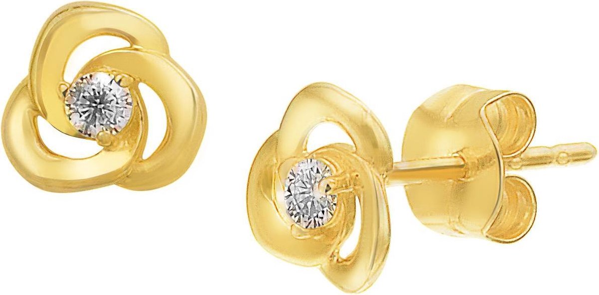 Selected Jewels 14K Gouden Zirkonia Oorbellen - Goud