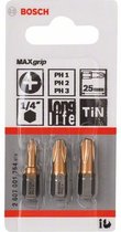 Bosch - 3-delig bitset Max Grip (PH) PH1; PH2; PH3; 25 mm