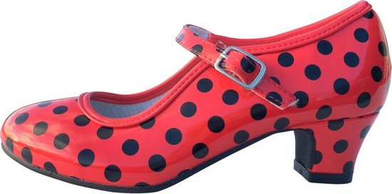 Pijler zoeken Bourgeon Spaanse schoenen rood zwart glossy maat 40 (binnenmaat 25 cm) bij jurk |  bol.com