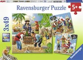 Ravensburger puzzel Avonturen op zee - Drie puzzels van 49 stukjes - kinderpuzzel