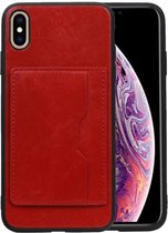 Rood Staand Back Cover 1 Pasjes voor iPhone XS Max