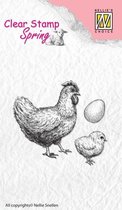 Nellie Snellen Stempel - 4 x 4,5 cm - clearstamp Spring Hen, Kip & kuiken ei Pasen SPCS004