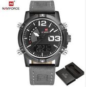 Hidzo Horloge Naviforce Digitaal Ø 47 mm - Grijs/Wit - Inclusief horlogedoosje