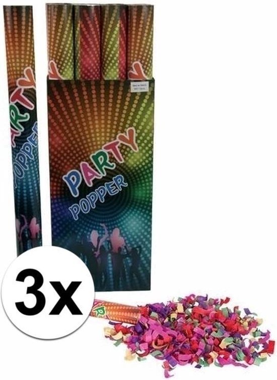 3x Canon à confettis couleurs 80 cm