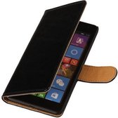 Zwart pu leder bookcase voor de Microsoft Lumia 535 hoesje