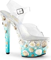 Pleaser Sandaal met enkelband, Paaldans schoenen -36 Shoes- SKY-308MERMD Paaldans schoenen Blauw/Wit