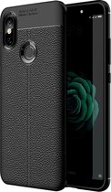 DrPhone Xiaomi Mi 6X / Mi A2 TPU Siliconen Autofocus Hoesje - Leren Achterkant Textuur [Valbescherming /