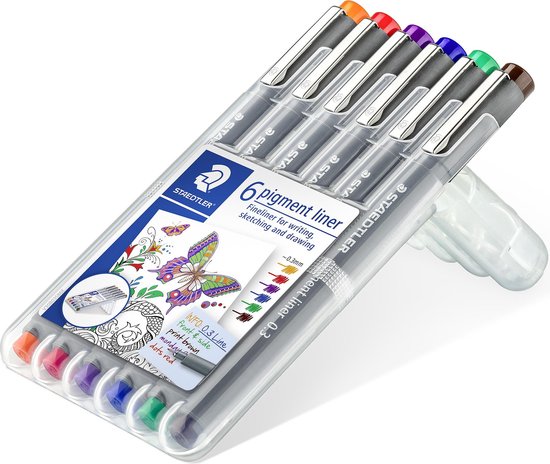 Pigment fineliner 6 colours 0.3 mm