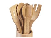 Ustensiles de cuisine Set bois avec Bamboe cuillère en bambou spatule pinces Kitchen Aid