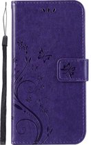 Shop4 - Huawei Y6 2019 Hoesje - Wallet Case Vlinder Patroon Paars