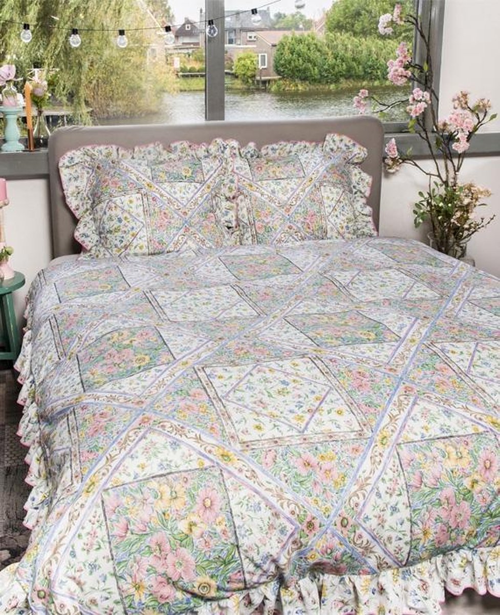iSleep Flora Dekbedovertrek met Ruches - Lits-jumeaux - 240x200 - Multi